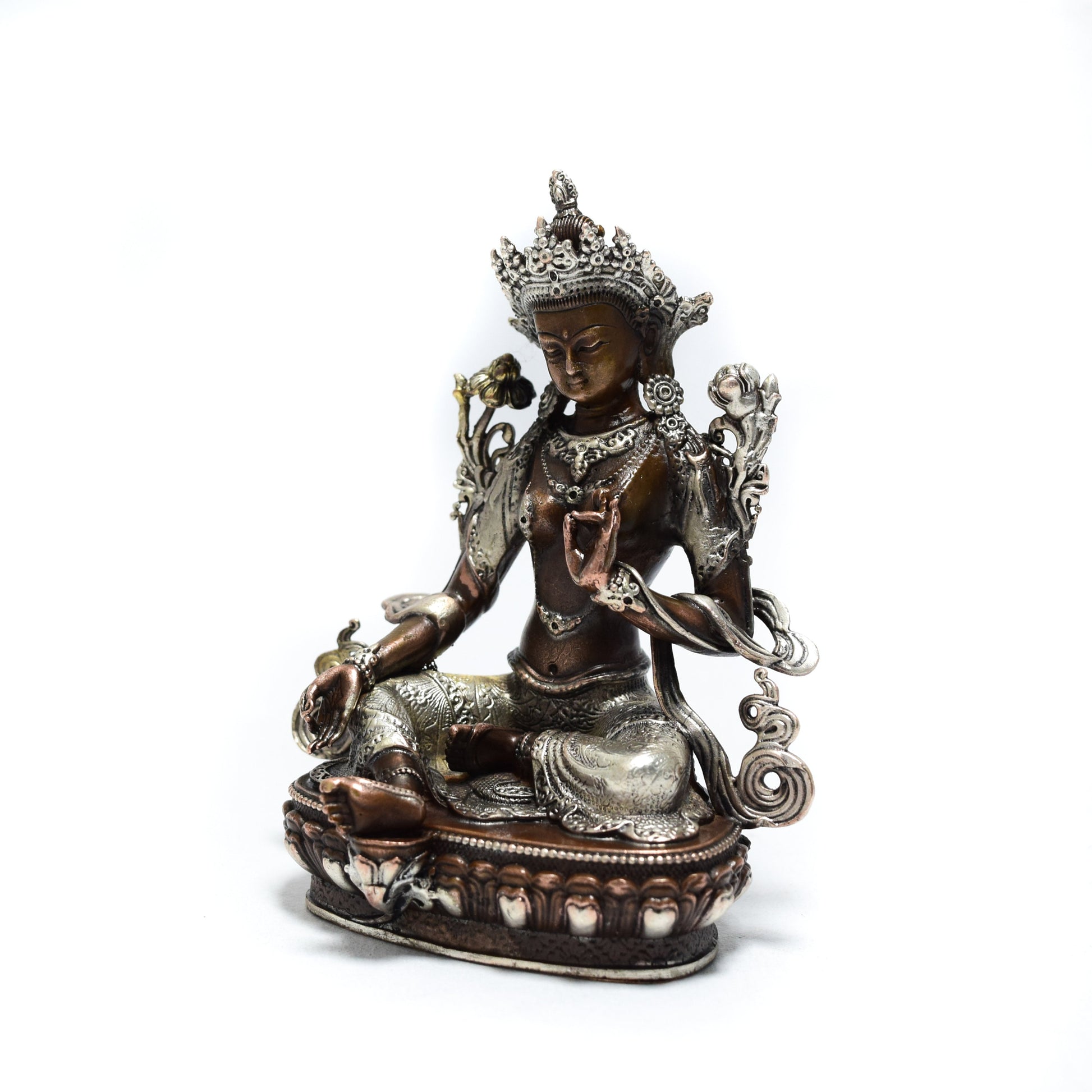 White Tara Silver Coated Copper Statue| Mother of liberation | Tara Decor | Tibetan Dolma | Dolkar | Altar White Tara Statue| Home Décor