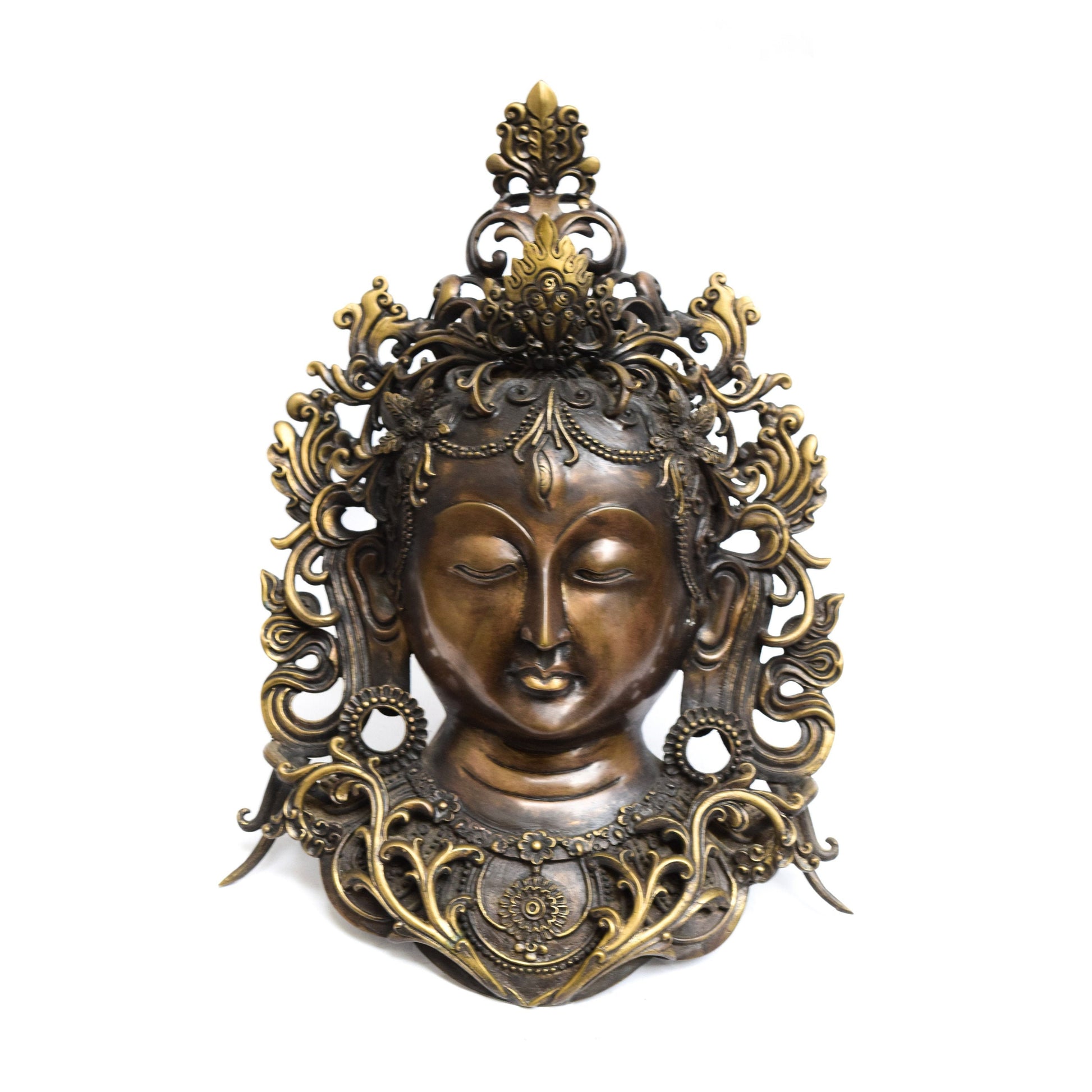 Green Tara Metal Wall Hanging, Green Tara Bodhisatva  Wall Decor Piece, Handcrafted in Nepal