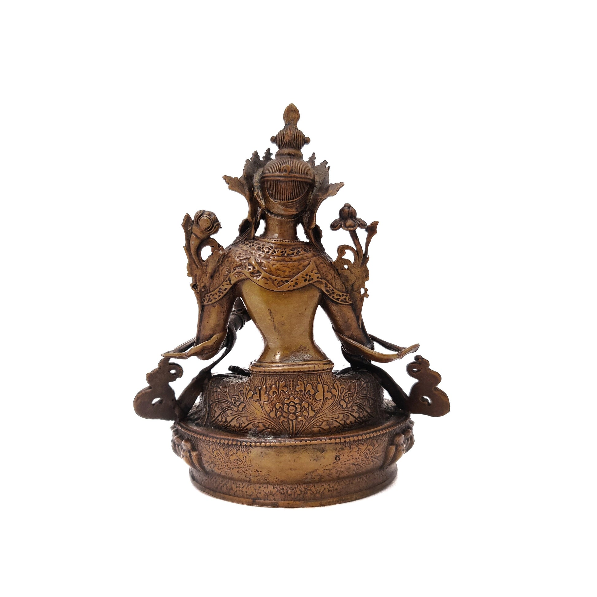 Natural Metal Oxide Colored Medium White Tara Bodhisatva Copper Statue Handcrafted in Nepal
