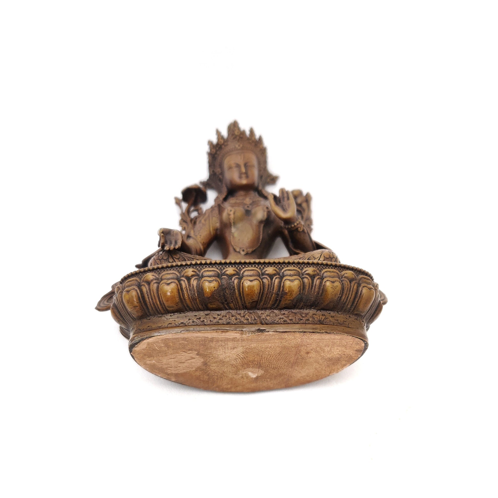 Natural Metal Oxide Colored Medium White Tara Bodhisatva Copper Statue Handcrafted in Nepal