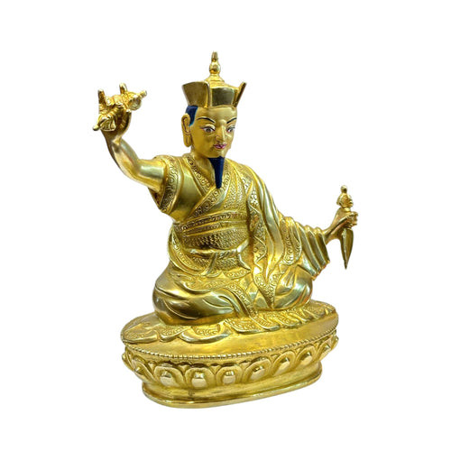 2nd Karmapa  Full Gold Copper Statue, Seated Guru,  Handcrafted in Nepal